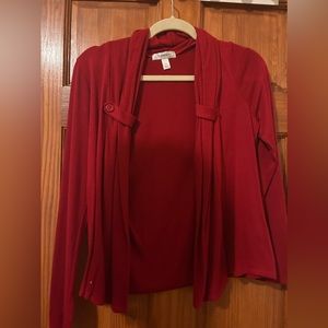 This is a red sweater from dress barn, a size small